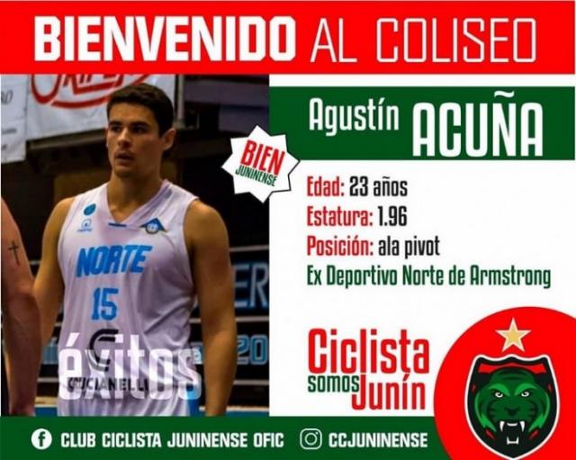 Agust�n Acu�a llega a Ciclista Juninense